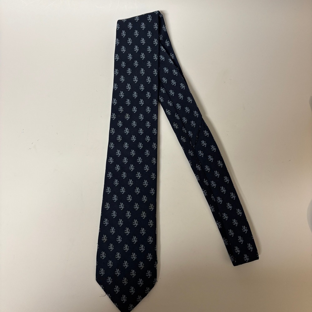 Classics by Leggett Mens Navy Blue Lion Rampant Heraldic Pattern Necktie
